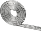 Tinned Copper Wire Shielding Sleeve, Expandable Ground Strap Wiring Braided Sleeving Metal Mesh Sheathing Cabling Wiring Protector (5/16inch - 45ft)