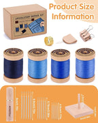 FOUSNOW Upholstery Repair Kit, Sewing Kit with Blue Sewing Threads, Professional Heavy Duty Sewing Kit for Home Repair Sewing Denim Clothes, Denim Bags, Jacket, Shoes, Wallets Crafts