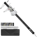 Digital Caliper 8 inch, (ABS) Absolute Scale Caliper, IP54 Caliper Measuring Tool, Inch/MM, Auto-Off LCD Stainless Steel Waterproof Micrometer Vernier Caliper, with Steel Ruler, Silver