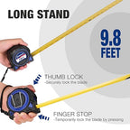 WORKPRO 16FT Tape Measure, 2Pcs Heavy Duty Retractable Tape Measurement, Long Stand Measuring Tape Accuracy 1/32 for Engineer, with Magnetic Hook, Belt Clip, Rubber Protective, Thumb Lock, Finger Stop