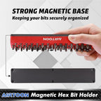 AIRTOON 4PCS 1/4" Magnetic Hex Bit Holder, 43 Holes Bit Storage with Strong Magnetic Base, Magnetic Screwdriver Bit Organizer, Red, Blue, Green and Orange