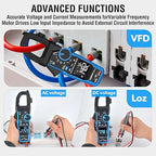 Inrush Digital Clamp Meter Multimeter - TEMIRUP T-RMS 6000 Counts 1000A Amp Voltage Tester with VFD, LOZ, Measures NCV, AC/DC Voltage Current, Continuity Capacitance Frequency Resistance, Temperature