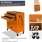 8-Drawer High Capacity Rolling Tool Chest - Big Storage Removable Tool Box w/ Lockable Drawers for Workshop & Garage (Orange)