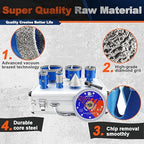 Diamond Core Drill Bit Set - BRSCHNITT Tile Hole Saw Kit 1-3/8"2" 3" 4" & 1" Finger Bit & 2" Chamfer Bit for Porcelain Tile Ceramic Marble Granite Diamond Blade