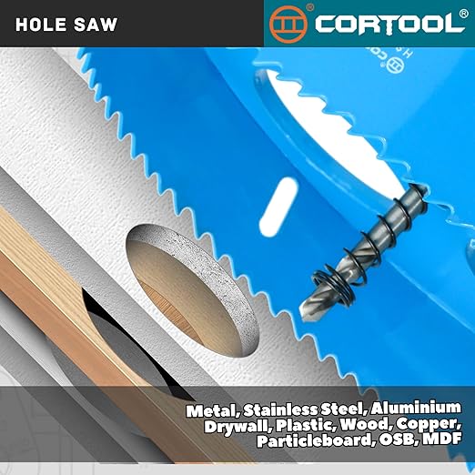 6-1/8 Inch Hole Saw with Arbor for Metal and Wood Cutting, Bi-Metal Hole Cutter, 6-1/8" Hole Saw Kit for Drywall, Wood, PVC Boards, Fiberglass and Vent Pipes