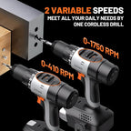Litheli 20V Cordless Drill Driver Set, Electric Power Drill with 2 Variable Speed Settings, 1/2 Inch Keyless Chuck, 21+1 Clutch Settings with Maximum Torque of 443 In-lbs (Charger not Included)