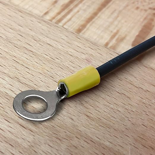 ANGSTROM 1/4" Bolt Ring Terminals, Insulated Electrical Crimp Connectors 100pcs (12-10ga Yellow)