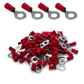 ANGSTROM 1/4" Bolt Ring Terminals, Insulated Electrical Crimp Connectors 100pcs (22-16ga Red)