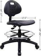 Chair Master (Medium Bench Stool, Self Braking Casters Easy to Clean! Ergonomic Polyurethane Stool. Seat Height Range 18"-26". Home Office Lab Workstation.