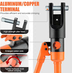 HZLZRZ Hydraulic Crimping Tool 12 Tons, Range 8AWG-4/0AWG(250MCM), Hydraulic Cable Lug Crimper with Standard US 9 Pairs of Dies for Wire Battery Cable Terminal Crimping Tool