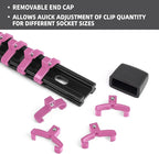 Socket Organizer Drive ABS Tools - Pink Socket Holder, Premium Quality 9 Pieces Socket Holders Kit 1/4-Inch x 48 Clips, 3/8-Inch x 45 Clips, 1/2-Inch x 36 Clips
