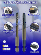 JEFE HEX Drill and Tap Set 20pc - Hex Shank Drill Bits & Thread Taps for Metal | MRO & Industrial Use | Quick-Change Combination tap 6-32UNC to 1/2"-13UNC | Impact Driver