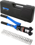 AMZCNC Hydraulic Wire Crimper Battery Lug Terminal Cable Crimping Tool, Crimps 10 AWG to 4/0 AWG, Cable Crimping Tool with 10 Pairs of Dies 12 Ton