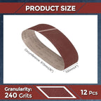 12 Pcs Sanding Belts 4 x 36 Inch 240 Grit Aluminum Oxide Abrasive Sandpaper for Belt Sander Metal Grinding Wood Working Weld Rust Removal