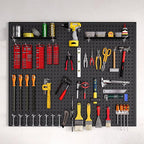 2 PCS Metal Pegboard Wall Storage Shelves 24x12 Inches with 50 PCS Pegboard System for Garage Organization Black Pegboard Hooks for Efficient Tool Storage and Workbench Organization（black）