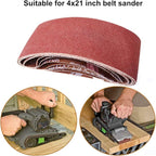 4 x 21 Inch Aluminum Oxide Sanding Belts, 2 Each of 40/80/120/150/240/400 Assorted Grits Abrasive Belts for Belt Sander, 12-Pack