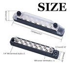 Bus Bar Terminal Block 12V Power Distribution Block with 2 x 1/4" Posts and 12 x #8 Screws Terminals Marine Bus Bar with Ring Terminals Cover for Automotive Car Boat RV Truck (Red, Black)