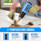 SEEKONE Heat Gun, 1800W Heavy Duty Hot Air Gun Kit Dual-temperature Setting 572℉&1112℉, Hot Heat Gun with Overheat Protection, 4 Nozzles Included, for Shrinking PVC, Stripping Paint, Crafts (5.2ft)