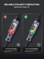 Automotive Test Light with 5-120V LED Digital Voltage Display, Circuit Tester Automotive with Voltmeter & Dual Color Polarity Indicator, Electrical Test Pen with Long Probe for Car RV Fuse Checker