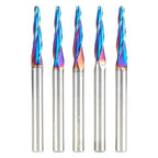 Amana Tool 46286-K-5 5-Pc CNC Solid Carbide Spektra Extreme Tool Life Coated Tapered Spiral 2D/3D Carving 1/8 Dia x 1/4 Inch SHK Router Bit Pack