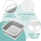 2 Pack Dishpan for Washing Dishes, 2.4Gal/9L Wash Basin with Draining Plug Carry Handles, Collapsible Bucket for Cleaning, Portable Sink, Foldable Plastic Tub