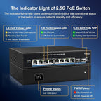 8 Port 2.5G PoE Switch Unmanaged, VIMIN 10x 2.5G Base-T PoE Switch, 2X 10G SFP PoE Switch IEEE802.3af/at, 80Gbps Ethernet Switching Capacity, 150W Switch for 2.5Gb NAS/PC, Metal Housing, Fanless