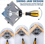 2pcs Right Angle Woodworking Clamp, With Adjustable Aluminum Alloy Swing Jaw, Single Handle Clamps, For Welding, Woodworking