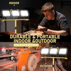 21000 Lumen LED Work Light with Stand -3 Head Portable Work Light 6500 Kelvin Color IP66 Waterproof Tripod Worklights for Job Site Workshop Garage Construction Site Lighting (3-Head)
