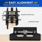 Self Centering Doweling Jig Kit,Adjustable Width Dowel Jig for Straight Holes,Adjustable Drilling Guide Wood Working Tools with 6 Drill Guide Bushings, Wood Doweling Jig for Woodworking（Black)