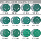 5 Inch 8 Hole Sanding Discs, 50 Pcs Wer Dry Sandpaper 180 Grit Hook and Loop Green Polyester Film Backed Sanding Disc for Random Orbital Sander Wood Car Metal Plastic (180 Grit, 50 Pack)