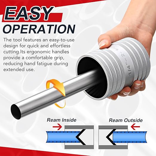 Zonon Stainless Steel Pipe Reamer,1/4" to 2 1/8" Inner/Outer Reamer,Tube Deburr Chamfer Tool,Tube Remove Burr Tool,Plumbingtools for Smoothing Reaming PVC Ppr Copper Brass Aluminum Pipes
