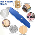 Reginary 20 Pcs Box Cutter Bulk Retractable Utility Knife Heavy Duty Aluminum Alloy Razor Knife for Cardboard Box Carton Opener for DIY, Factory, Home Office(Dark Blue)
