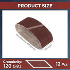 12 Pcs Sanding Belts 3 x 18 Inch 120 Grit Aluminum Oxide Abrasive Sandpaper for Belt Sander Metal Grinding Wood Working Weld Rust Removal