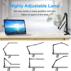 LED Desk Lamp for Home,Office,Reading,Adjustable Eye-Caring Desk Light with Clamp,Swing Arm Lamp Includes 3 Color Modes,10 Brightness Levels Table Lamps with Memory Function