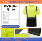 AYKRM Safety T Shirt Reflective High Visibility hi vis Long Sleeve T Shirt (XS-6XL)