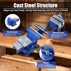 Bench Vise Heavy Duty, Table 6" Vise - Locking Base Clamp Cast Steel 360° Swivel Vice with Anvil, Table Clamp Pipe Lock Pliers Base Desktop for Woodworking Cutting Conduit Drilling, Sanding