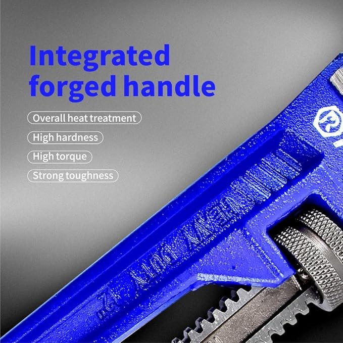 8-Inch Mini Pipe Wrench - Quick-Adjust, Soft Grip Handle - Straight Jaw Plumbing Tool for Pipe, Household Use, Vehicle Repai