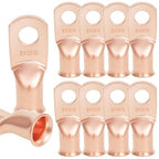 10PCS 2AWG - 5/16'' Heavy Duty Copper Terminals,Battery Cable Crimp Lugs,Battery Cable Ends,Bare Copper Eyelets Tubular Ring Terminals,Closed End Crimp Electric Connectors