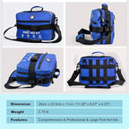 Professional 435 Pieces Large First Aid Kit - Includes Compressed Gauze - Compartments Emergency Medical Kit for Home, Camping, Backpacking, Travel, Boat, Car,Outdoors (Blue)