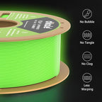 PLA+ 3D Printer Filament Luminous Green, 1.75mm No Tangle, Net Weight 2.2lbs Spool (1kg, PLA Pro Plus, Green with Glow in The Dark Effect