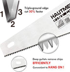 HAUTMEC 20-Inch Universal Hand Saw, Long Wood Saw with 8 TPI Triple-Ground Teeth, Low-Friction Blade & Ergonomic Handle, Pro Handsaw for Wood, Plywood, Plastic & Branch Cutting – HT0025