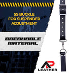 Tool Belt Suspenders – Heavy-Duty Adjustable Work Suspenders with 4 Detachable D-Loop for Construction Tool Belt (Black)