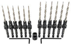 FTG USA Countersink Drill Bit Set 6 Pc #8 (11/64"), 6 Pc #10 (3/16") Tapered Countersink Bit, Stop Collar, Hex Wrench, Woodworking Countersink Drill Bits