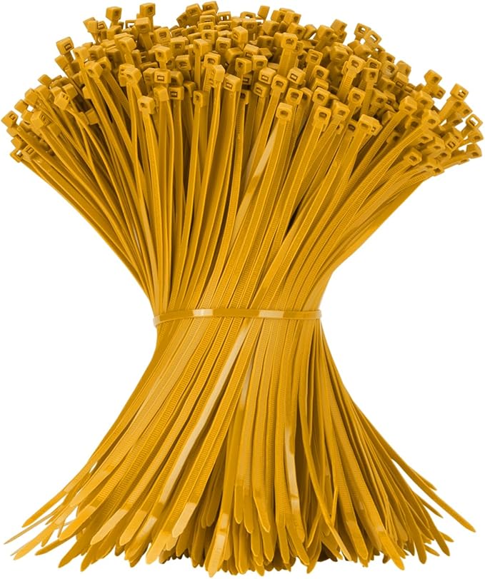12 Inch Zip Ties Gold 1000 PCS, 50 Lbs- Heavy Duty Tensile Strength, Nylon PA66 UV Resistant Cable Ties for Indoor and Outdoor Use - Ideal for object bundling and fastening
