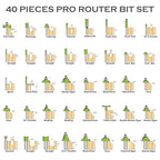 KOWOOD Pro Router Bits Sets of 40 Pieces 1/4 Inch Shank and 1/2 Inch Shank, Professional Woodworking Tools