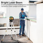 Self-Leveling Green Rotary Laser Level Kit, 2000’ Range, ±0.11"/100ft Accuracy, IP66 Waterproof & Dustproof, Includes Tripod, Grade Rod, Receiver, Detector Holder & Aluminum Carrying Case