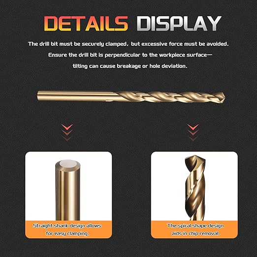 Drill Bit, 5/64" Cutting Diameter (1.984mm), 4241 HSS Black and Gold 118° Cutting Angle Versatile Jobber Bits - (Applications: for Drilling Plastic Wood Soft Thin Metal), 12-Pieces
