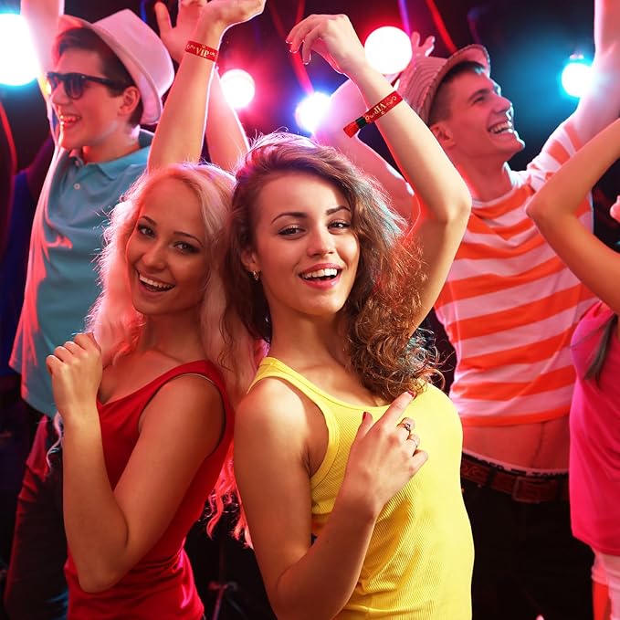 100 Pcs VIP Cloth Event Wristband, Disposable VIP Wristbands for Events, Colored VIP Wristbands Events,for Lightweight Concert,Club Entrance Wrist Strap Party Wristband Event (Color : Red)