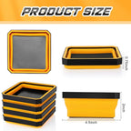 Barydat 10 Pcs Magnetic Tool Tray Collapsible Foldable Parts Trays Set Magnetic Screw Tray Magnetic Parts Bowl Square Silicone Magnetic Tool for Bolts Nuts Washers Pins Screw Parts (Orange)