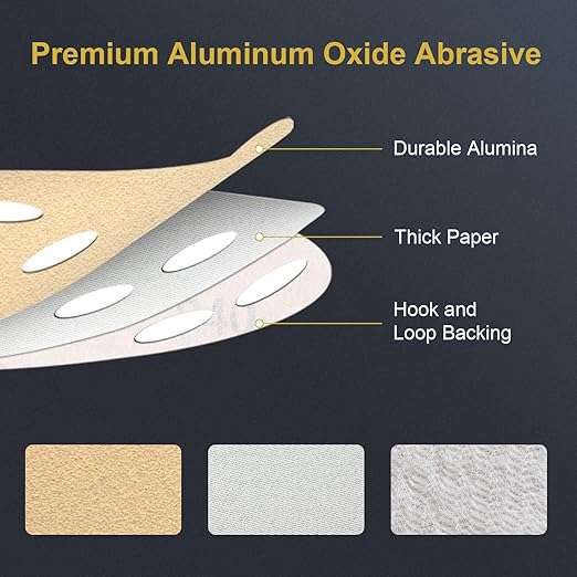80 PCS 6 Inch 6 Hole Sanding Discs 60 Grit Hook and Loop Adhesive Round Sandpaper for Random Orbital Sander